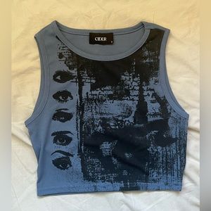 Cider Blue and Black Graphic Tank Top